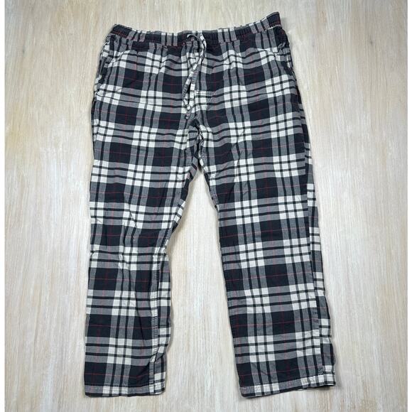 Eddie Bauer Red Gray Plaid Flannel Lounge Pants Cotton Drawstring Sleepwear XL - Picture 1 of 13